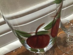 2 Vintage Libbey Franciscan apple ?Glass ice tea goblets split bulb stem Apple