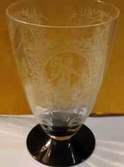 Glastonbury Lotus Cupid & Aphrodite Springtime 5 1/8” Black Footed 10 oz Tumbler