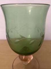 Replacement Vintage Pfaltzgraff Napoli Pink Green Goblet Etched 16 Oz. /Glass