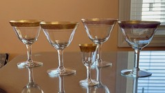 Set of 4 Tiffin Franciscan Rambler Rose Featuring Gold Encrusted Rim & One Mini