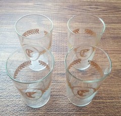 Gold Monogram «C» Glass Set of 4 Juice Glasses 4.5″ Vintage