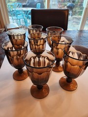 Vintage Noritake Provincial Smokey Brown Iced Tea Wine Goblets 6 3/8in Set Of 8