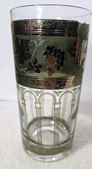 Vtg Cera Glass 22K Gold «Golden Grapes» Green Tumbler Drinking Glass Replacement