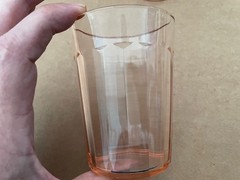 Vintage PINK DEPRESSION Anchor Hocking Glass Pillar Optic Tumblers 2pcs