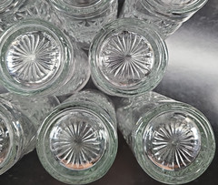 8) Libbey Hobstar Highball Glasses Set Clear Star Emboss Etch Heavy Tumblers Lot