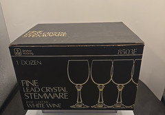 Box 12 Anchor Hocking 8505E Sanibel Crystal Wine Goblets 7.5” 13 Oz, No Barcode