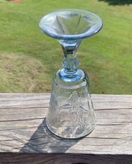 Vintage Tiara Indiana Glass Ice Blue Chalice The Last Supper Footed 7” Tall