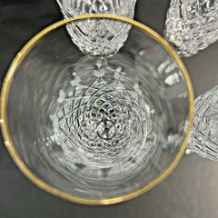 Mikasa Imperial Gold Crystal Champagne Flutes Set of 4 Gold Rim 9” Vintage