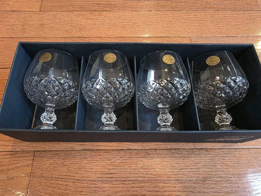 French Crystal Glass Set Of 4 Vintage
