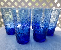 Libbey Garden Vine Mediterranean Cobalt Blue 16oz Tumblers