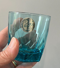NWT Hazel Atlas 6 Blue Capri Gothic LOWBALL Rocks Glasses Hazelware UV Glow Aqua