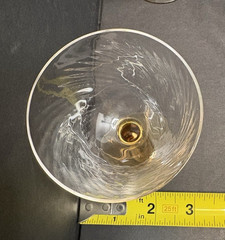 Seven (7) Vtg Port/Sherry Glasses Hand blown Amber Stem & Clear Optic Swirl Bowl