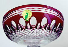 VTG Waterford Crystal Clarendon Ruby Red 6″ Compote Signed Cut to Clear Gift