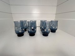 Vintage Libbey Dogwood Smokey Blue Juice/Water Glasses 12oz Each Set of 7