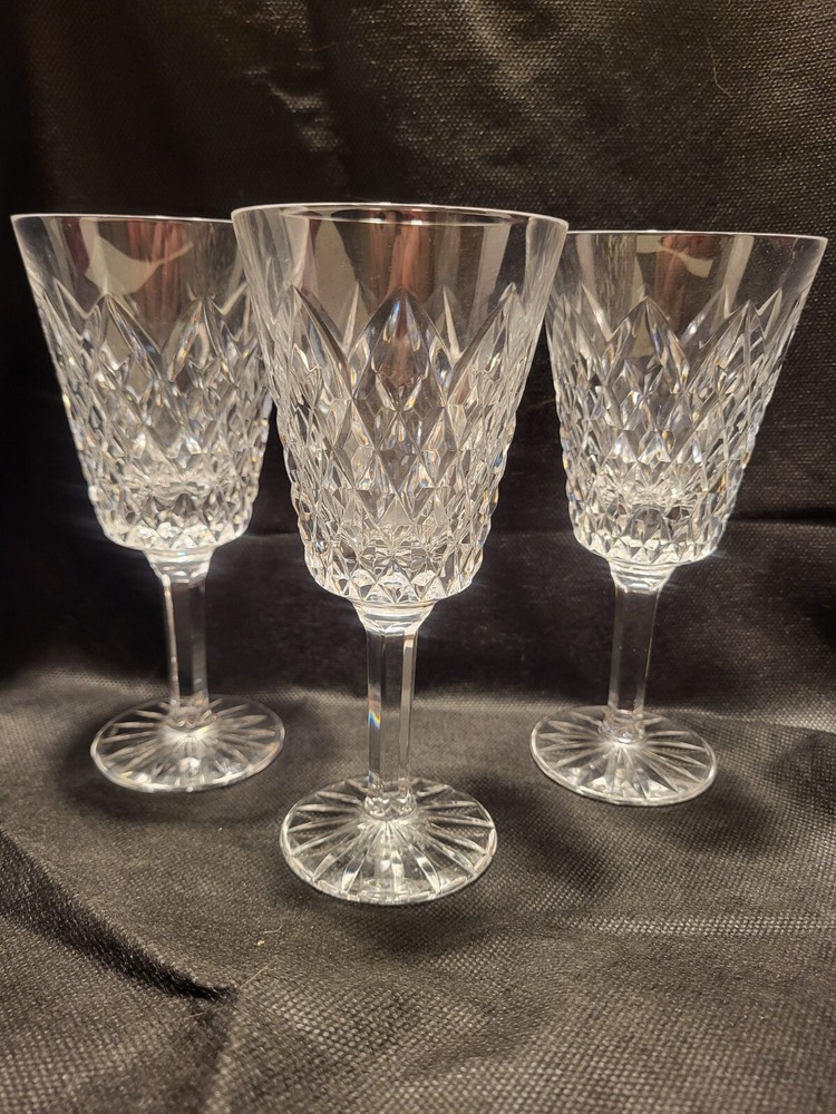 Tyrone Irish Crystal ~ Sperrins ~ White Wine Glasses X 3 ~ Signed, 6 1/2″ Tall