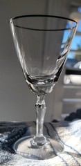 SET OF 6 FOSTORIA Crystal ENGAGEMENT 5 1/4″ cordial GLASSES PLATINUM TRIM RIm