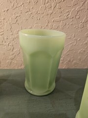 Vintage Set Of 5 Fenton Jadeite Paneled Water Glasses-Excellent