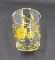 Vintage Lot of 4 Hazel Atlas Sour Cream Glasses Orange Rose Vine Flower 1/2 Pint