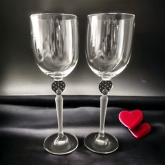 2 Mikasa Moonlight Frost Crystal Wine Goblets Glasses Long Frosted Stem Bubbles