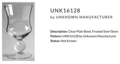 Water Goblet UNK16450 by Unknown Manufacturer Frosted Fish stem, clear bowl 7″
