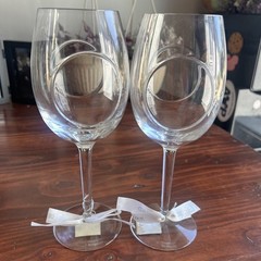 Set of Two John Rocha for Waterford Flow Circa pattern wine glasses Rare NWOB