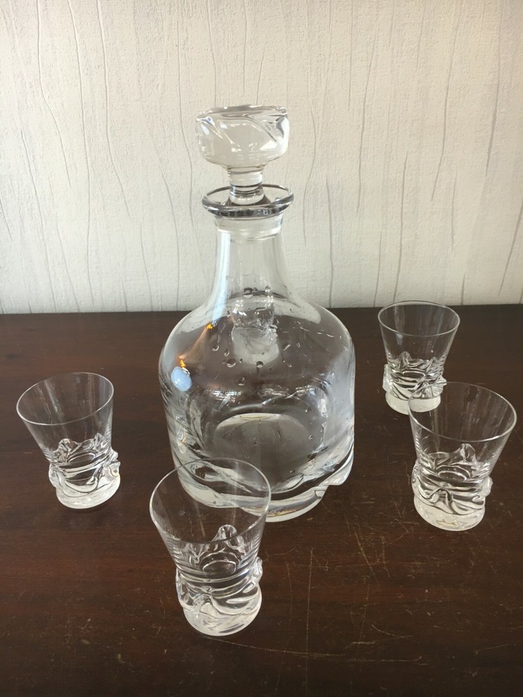 Lot Carafon And 5 Glasses Crystal Daum Nancy (Price Of The Lot)