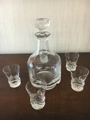 Lot Carafon And 5 Glasses Crystal Daum Nancy (Price Of The Lot)