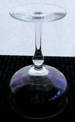 Iridescent Clear Crystal Glass Optic Paneled Champagne Glass