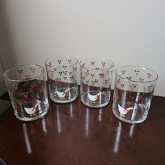 4 Vintage Christmas Country Goose Drinking Glasses CHD 1984 Anchor Hocking 4″