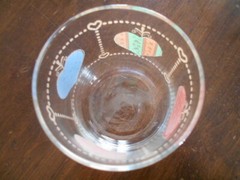 Heartwarming Tumbler 8 oz. Juice Glass Tienshan Folkcraft Pink Blue Green !