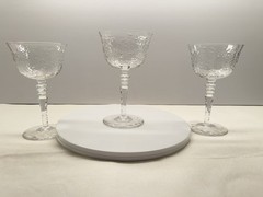 VTG Libbey Rock Sharpe Optic Fernwood Cut #2010 Champagne Sherbet set of 3