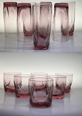 Libbey Imperial Plum 8 Cooler 6 Old Fashioned Glasses Set Pink Bar Tumblers