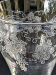 ANTIQUE FOSTORIA NEW VINTAGE GRAPE ETCH #227 STEM 858 5 1/2″ PARFAIT/CHAMPAGNE