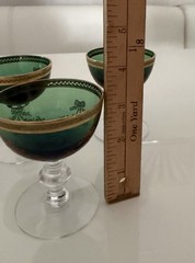 3 Tiffin Vintage Bouquet Green – Gold Encrusted LIQUEUR Glassware