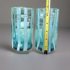 Alessandro Coppola Arte di Murano Italy Aqua/ Teal Glass Tumblers Set of 4 NWT