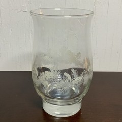 Vintage Libbey Etched Pinecone Hurricane Glass Winter Christmas Rustic