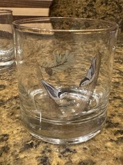 Vintage West Virginia Glass specialty, American Songbirds, gold rim set of 4￼ ￼
