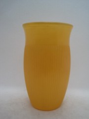 Vintage Hazel Atlas Fine Ribbed Platonite 5” Yellow Glass Tumbler