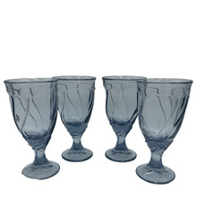 Noritake Sweet Swirl Iced Tea Glasses Stemmed Tumblers Light Blue Set of 4