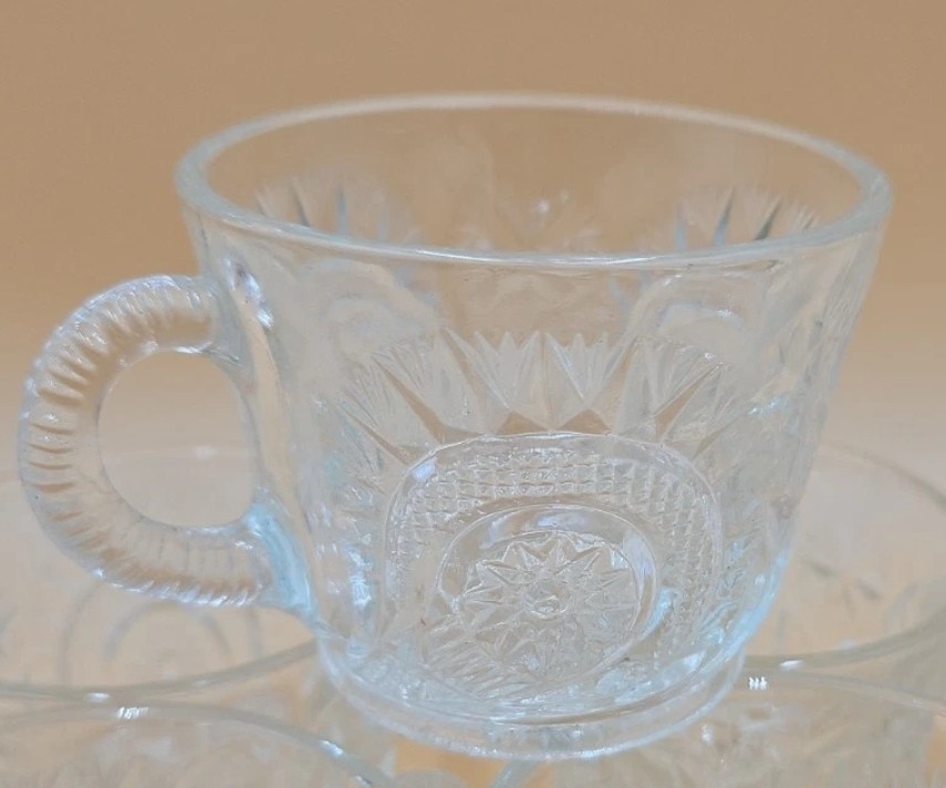 LE Smith vintage Pinwheel & Stars punch cups MINT party glasses
