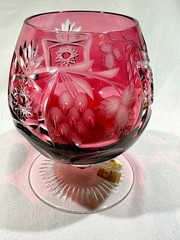 Nachtmann Traube Cranberry Gold Cut to Clear Crystal Cognac Glass W. Germany box
