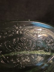 Hazel Atlas Glass Uranium Green Royal Lace Divided Dinner Plate Depression