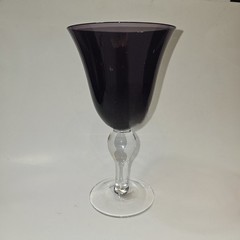 Artland Handblown Water Goblet Iris Deep Purple with Clear Stem 8″
