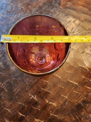 Vintage Bartlett Collins Cranberry Thumbprint Glass Goblet 6.25″ MCM set of 1