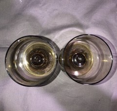 Pair Of Vintage ‘70’s Libbey Tawny Accent Rocks Stemmed Glasses