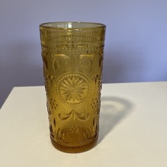Vintage Brockway Glass Tumbler Flat Bottom American Concord Amber 5.5″H