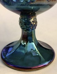 Vintage Set Of 2 Indiana Blue Carnival Glass Harvest Grape 8oz Goblets 5-1/4”