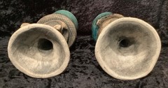 Vintage Pair (2) Richard Marshall Pottery Dragon Woo Claw Foot Goblets 7.5”