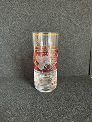 6 Vintage Bohemian Cranberry cut-to-clear Highball Tumblr glasses
