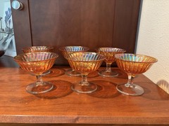 Set 6 Indiana Glass Marigold Carnival Iridescent Dessert Sherbet Cups Vintage